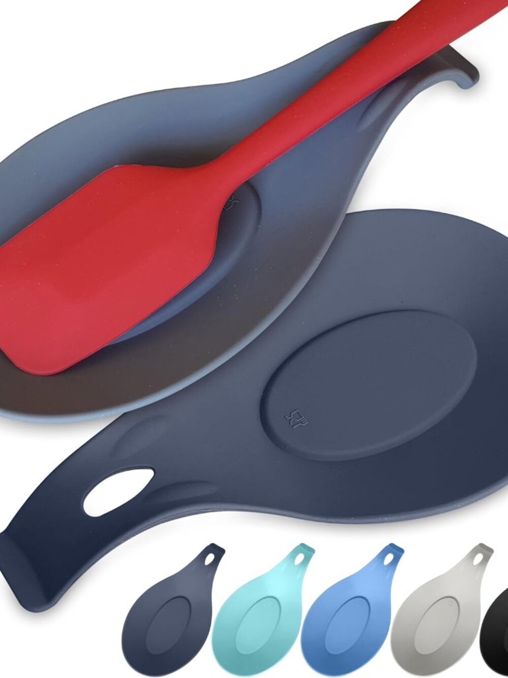 Silicone Spoon Rest for Stove Top, Set of 2, XL 9.2 Inch, DISHWASHER SAFE